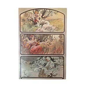 SOLD. Art Nouveau Vintage, Postcard by Alfons Mucha Sandi Val Ltd., 1966